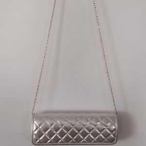 Silver Quilted Magnetic Clasp Evening Purse
